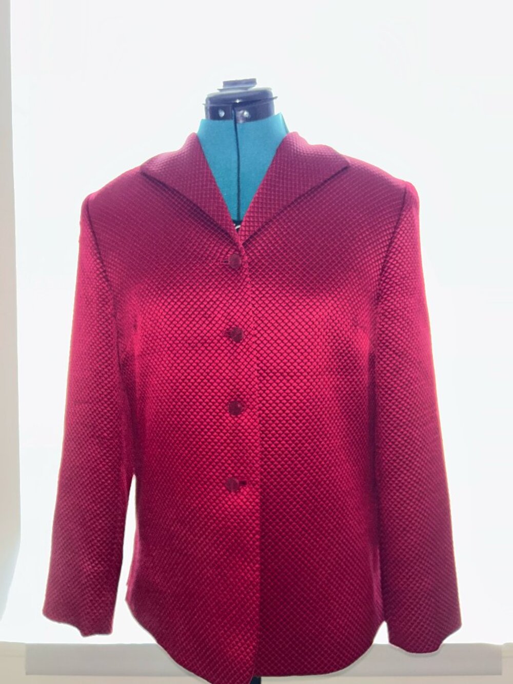 Red Silk & Wool Peacoat